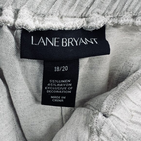 Lane Bryant Pants Womens 18/20 Beige Linen Blend Cropped Drawstring Relaxed Fit - Picture 6 of 13